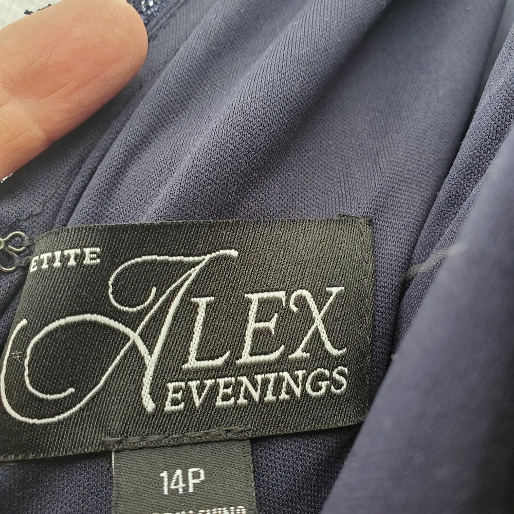 Alex Evenings Navy Sleeveless Gown Sz14P - Picture 15 of 16